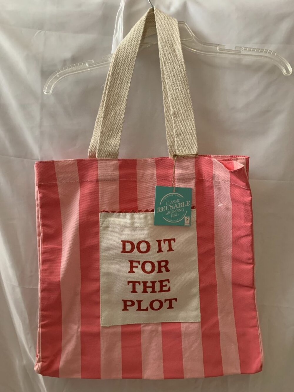 HANDCRAFTED IN INDIA Do It For the Plot Book Tote Bag in Pink